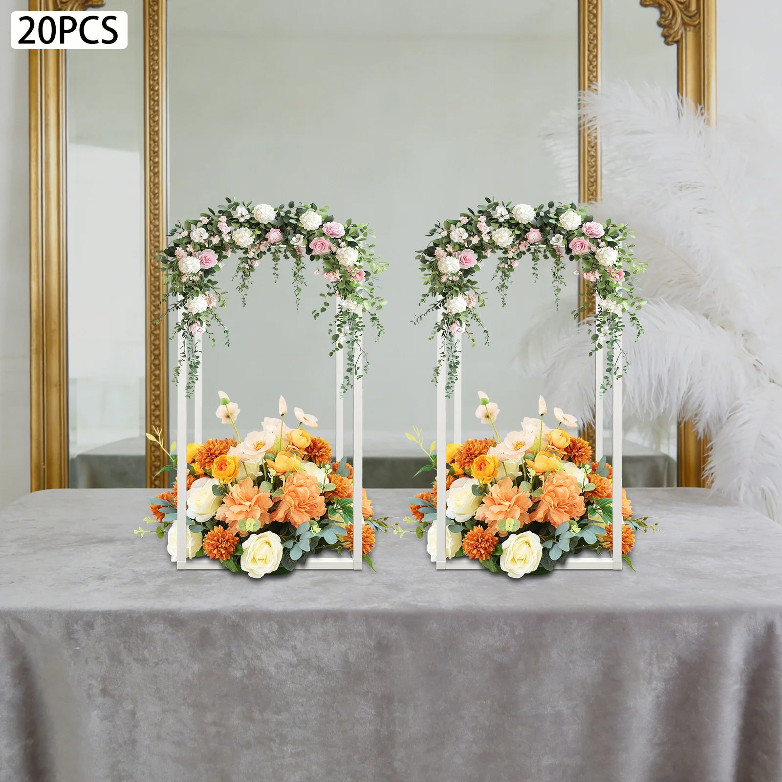 Geometric Flower Stand For Wedding/ 20 PCS Metal Flower Stand 21x21x40cm/ Freestanding Wedding Flower Stand