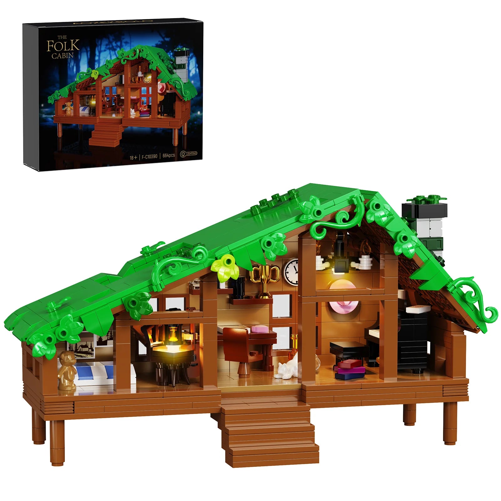 Folk Cabin Forest House Building Blocks Set/ Home Decor/ Desktop Ornament Display Model /Creative Room Decoration /Gifts Teens/ Adult