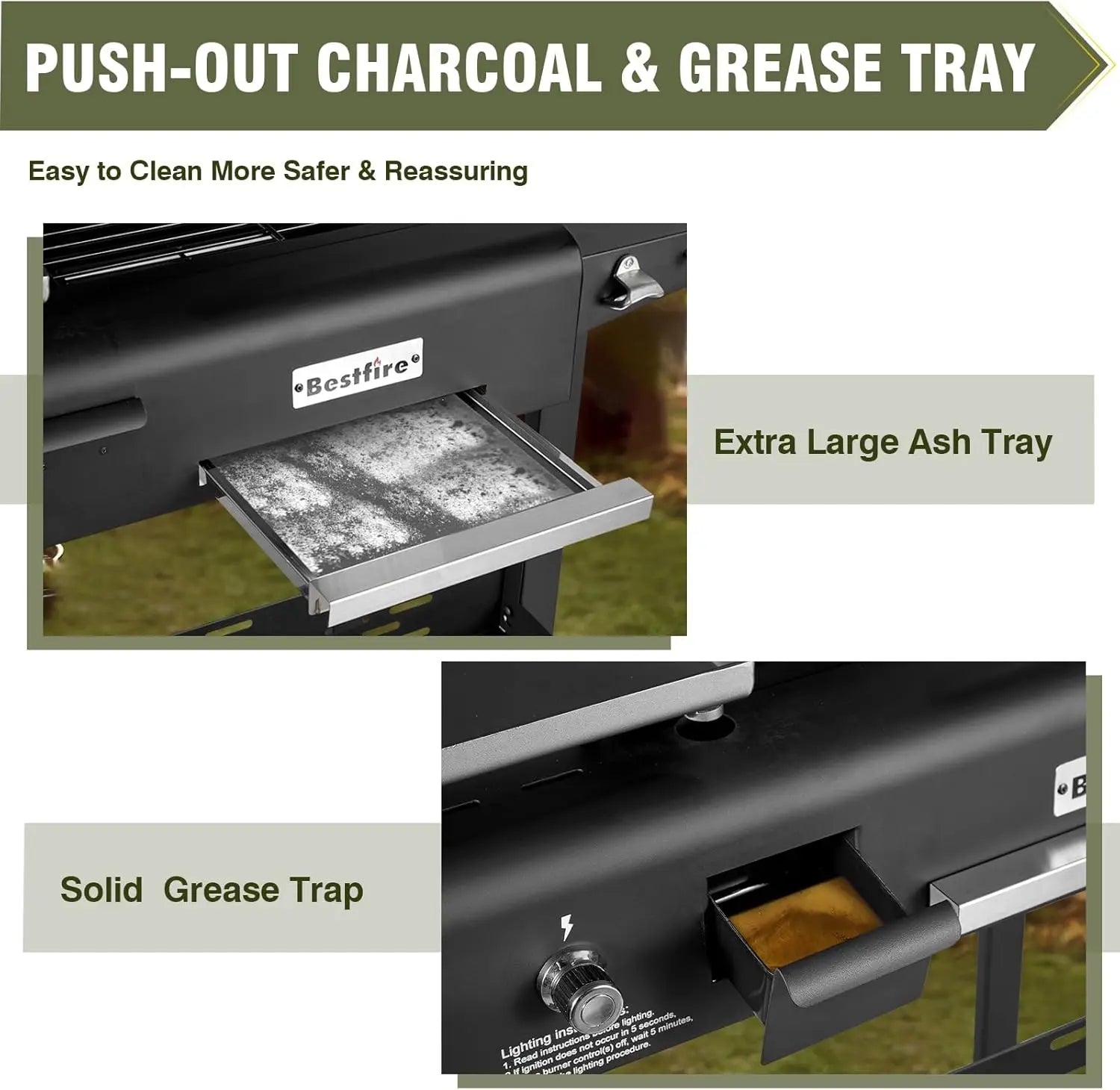 Dual Fuel Propane Gas Charcoal Grill Combo Black Dual Lids, Flat Top Grill With 2 Side Shelves for BBQ, Outdoor and Backyard