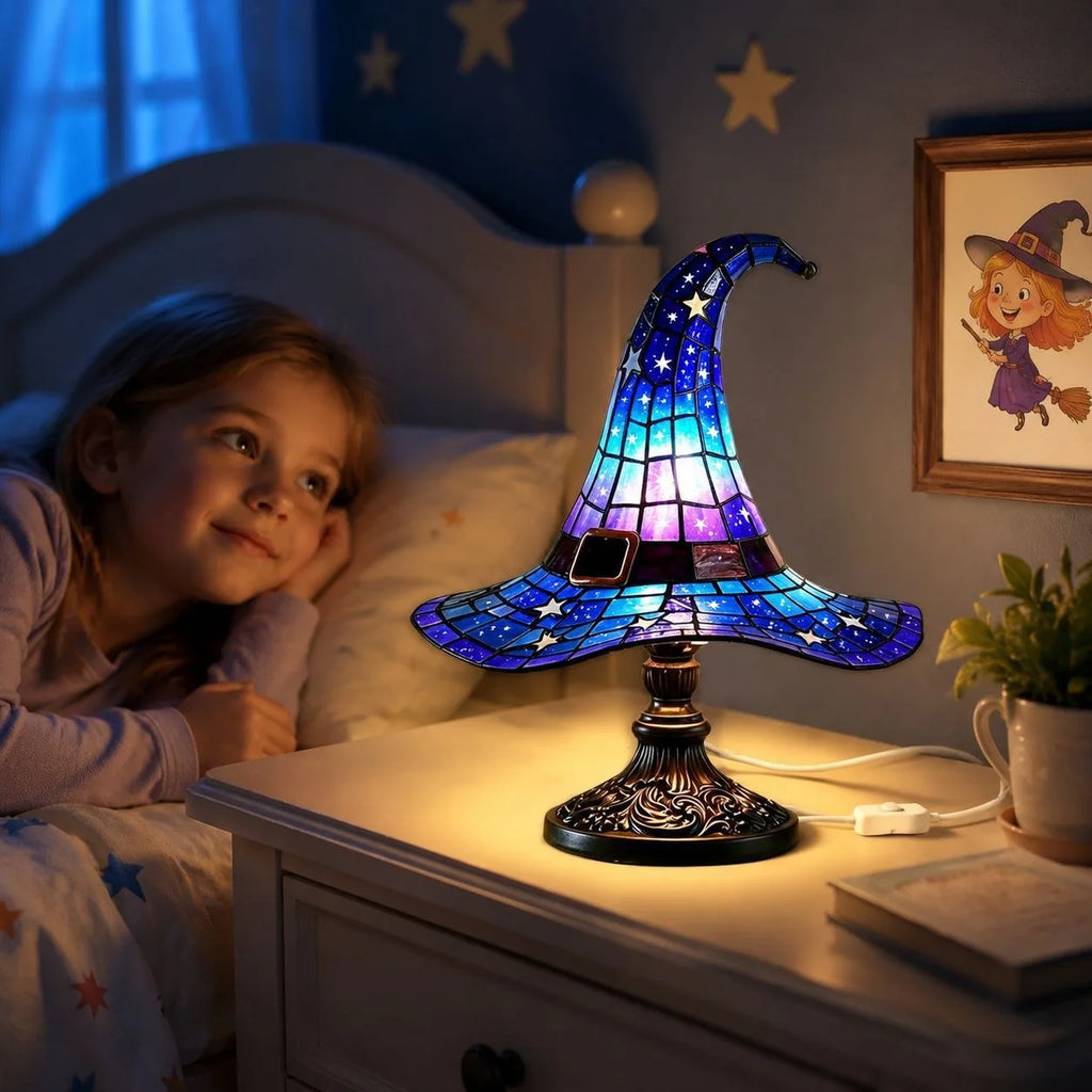Halloween Novelty Witch Hat Lamp, Gothic Hat Lamp Desktop Ornament, USB Plug-in LED Light Decoration