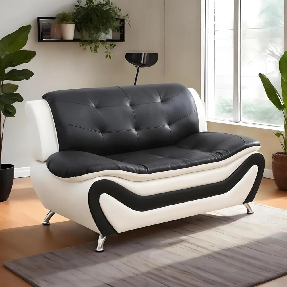 Loveseat Sofa, Small Faux Leather Sofa/ Sleeper Couch, Bedroom, Apartment, Living Room Sofa