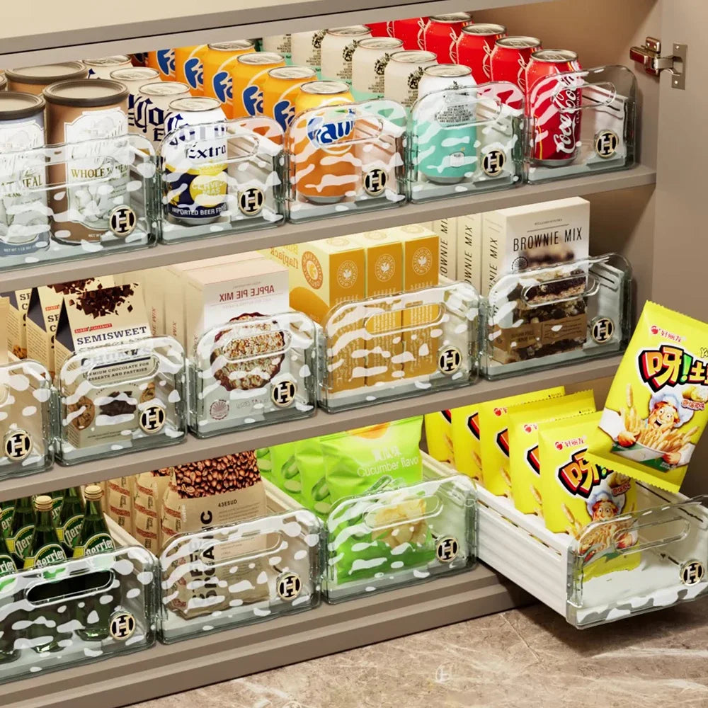 Kitchen Organizing Storage Box/ Simple Cabinet Retractable Storage Box/ Water Corrugated Drawer/ Desktop Snacks /Grocery Storage Box