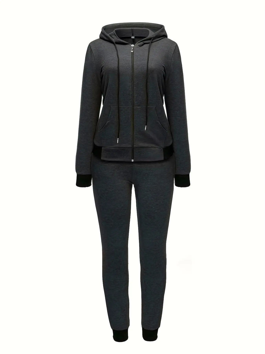 Plus Size Women's Fashionable Casual Hooded Top Set