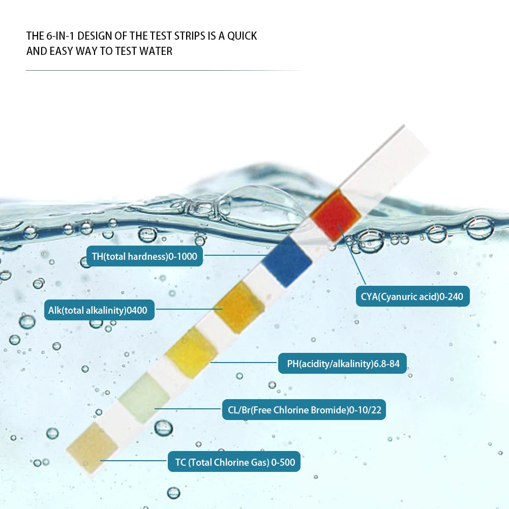 50/100PCS 3/5/6/7 in 1 Water Quality Test Paper/ Swimming Pool PH Test Strips/ Multipurpose Aquarium Test Strips for Fish Tank