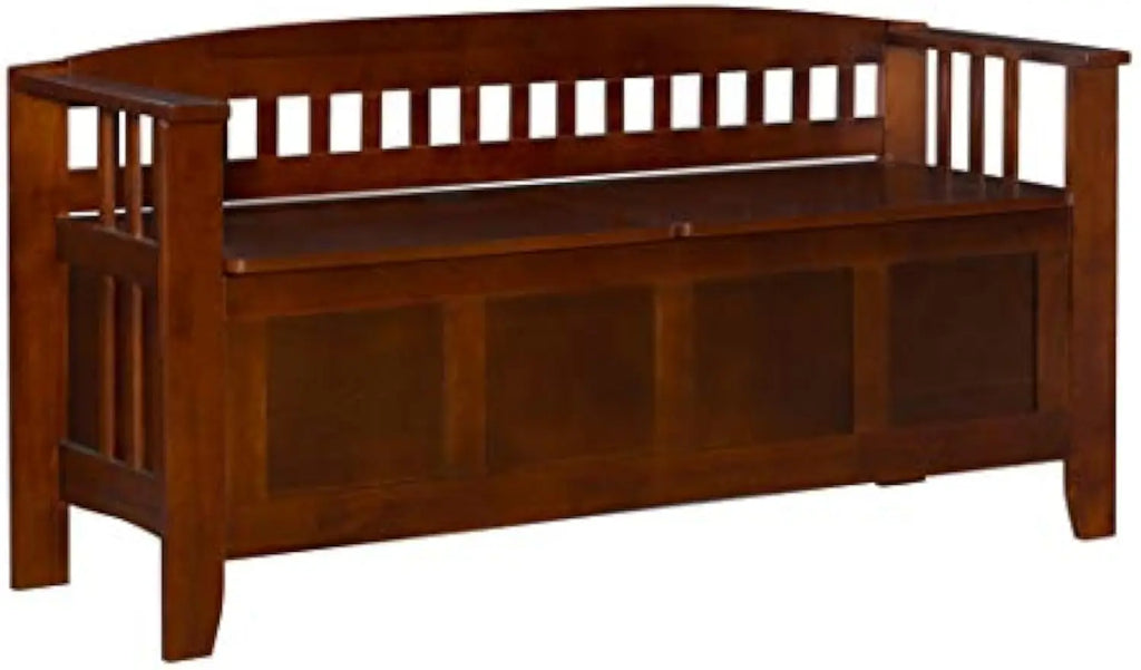 Home Decor Storage Bench with Short Split Seat Storage, Walnut