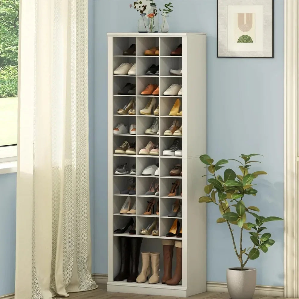 Tier Shoe Storage Cabinet, Free Standing Closet Organizers and Storage with 31 Open Cubbies, Space Saving Shoe Rack