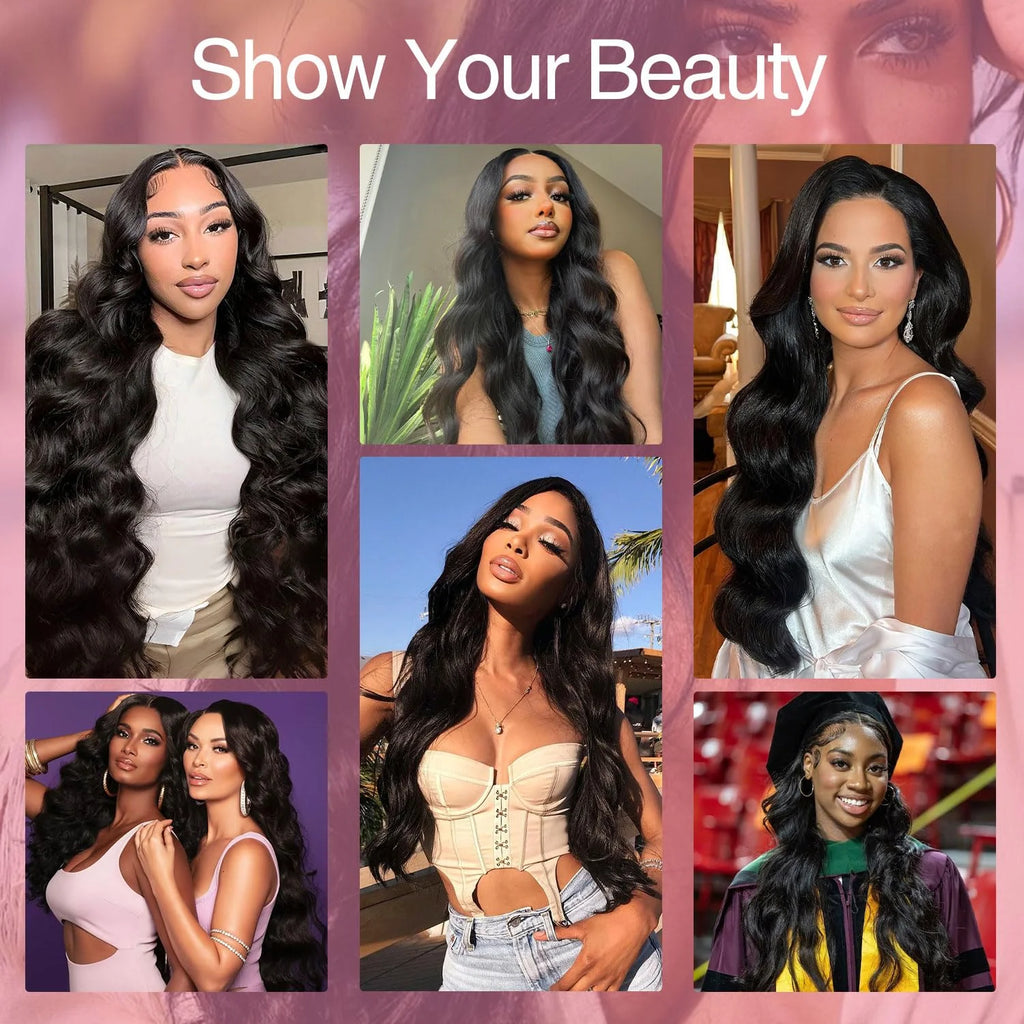 250 Density Body Wave 13x6 HD Transparent Lace Frontal Wig For Black Women 100% Human Hair Wigs 13x4 Pre Plucked Wet And Wavy Lace Front Wig Natural Color