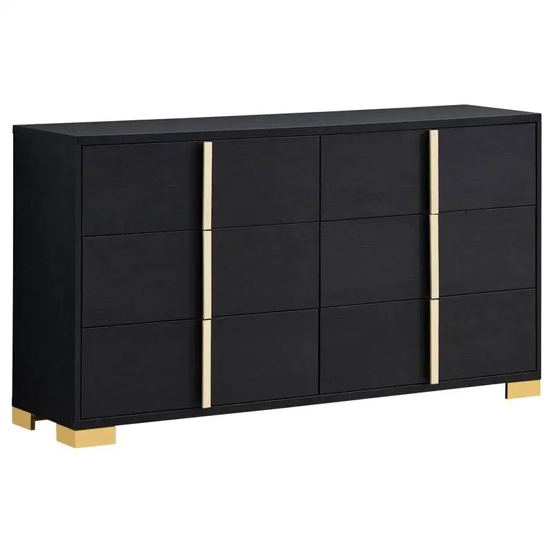 4-Piece LED Twin Bedroom Set in Black with Medial Storage