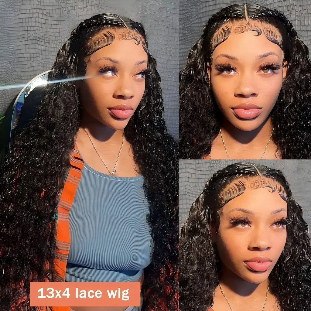 360 HD Full Lace Curly Wigs Human Hair Pre Plucked 13x6/ 13x4 Lace Frontal Wig/ Deep Wave Glue Less Human Hair Ready To Wear 30Inch