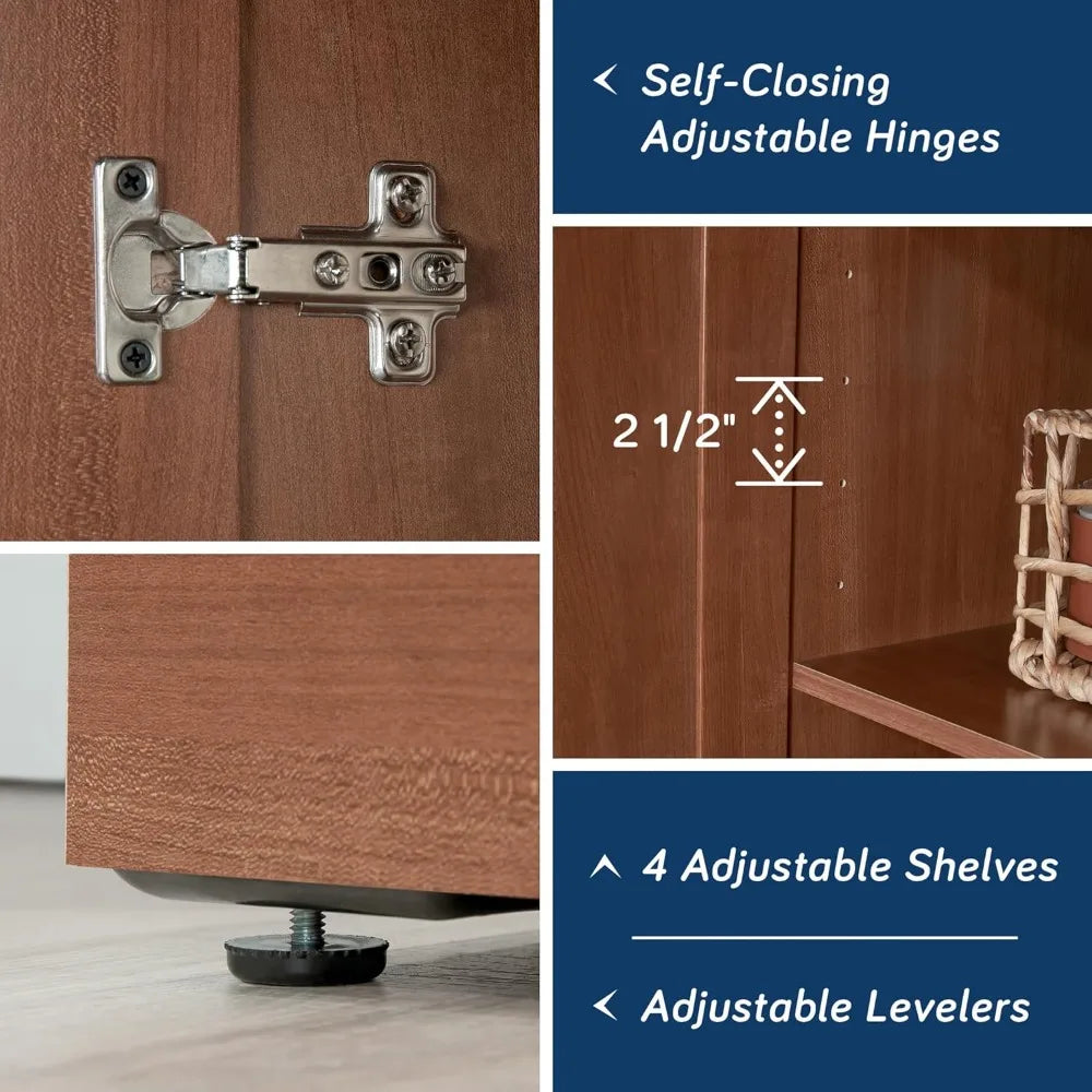 Sienna Oak Storage Pantry Cabinet, Dimensions: 23.25 Length x 17 Width x 71.18 Height