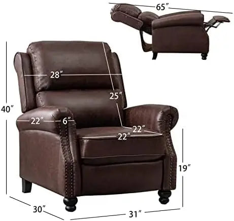 Pushback Recliner/ Faux Leather Armchair with Rivet Decoration