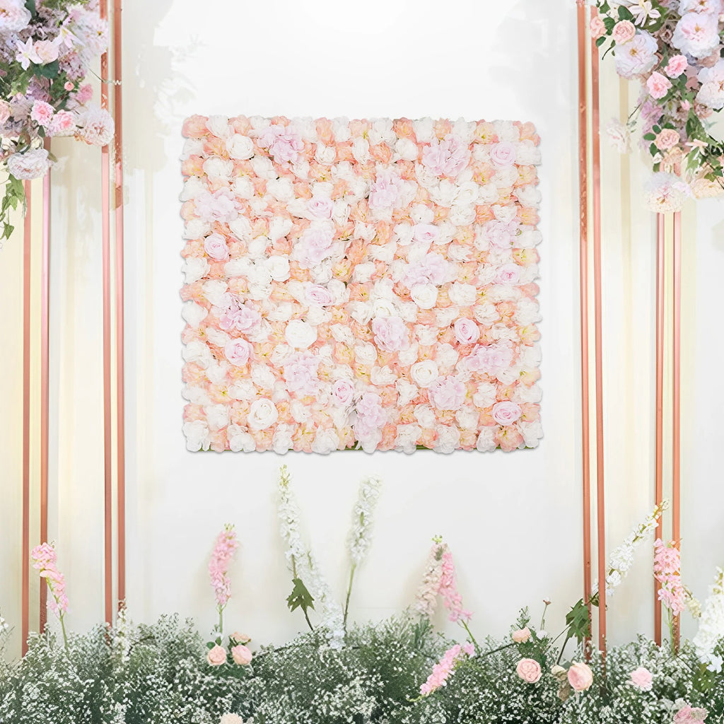 Artificial Flower Wall Panels, Flower Wall Mat Silk Rose Flower Panels, Artificial Flower Wall Background Outdoor, Indoor  For Weddings, Hotels, Parks, Commercial Streets