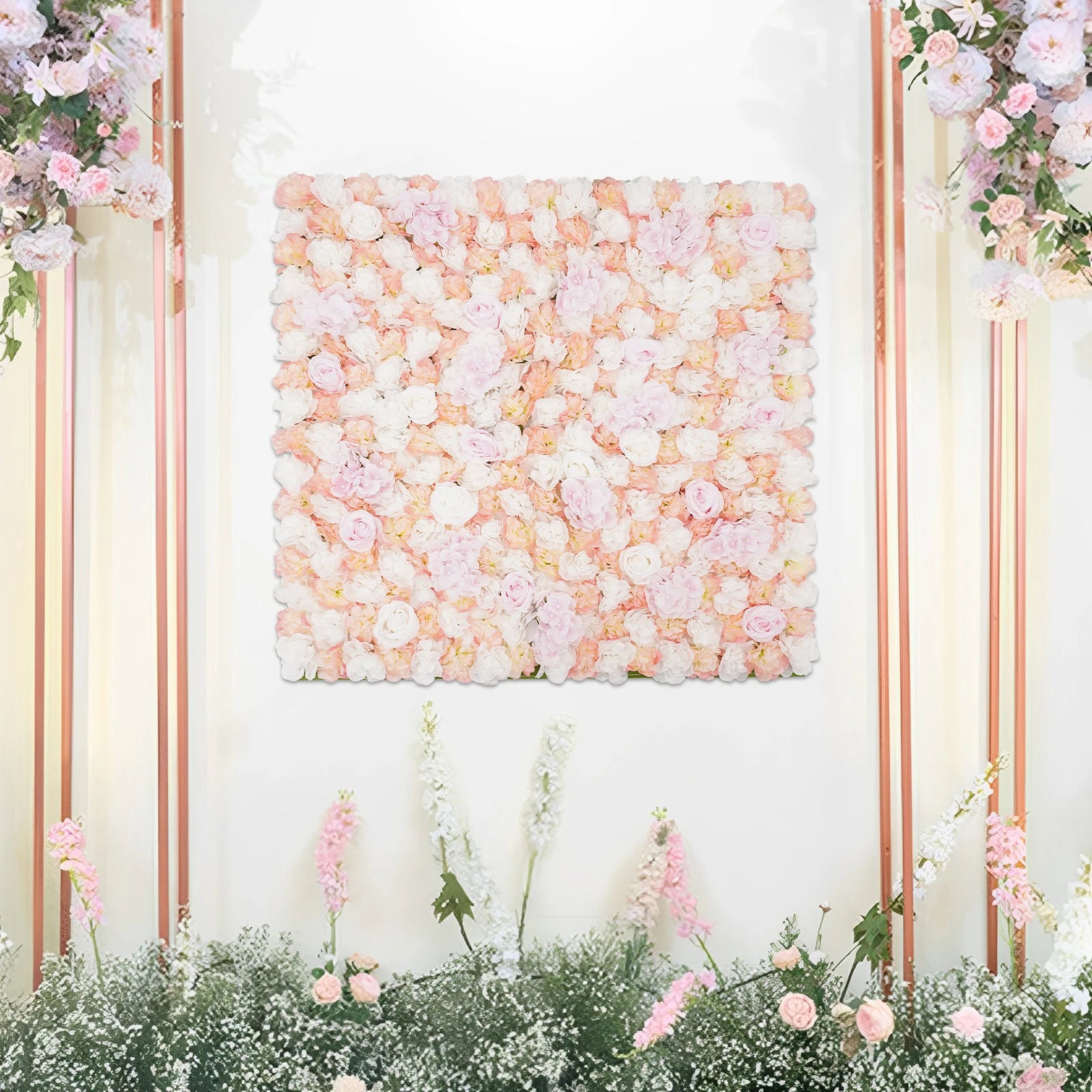 Artificial Flower Wall Panels, Flower Wall Mat Silk Rose Flower Panels, Artificial Flower Wall Background Outdoor, Indoor  For Weddings, Hotels, Parks, Commercial Streets