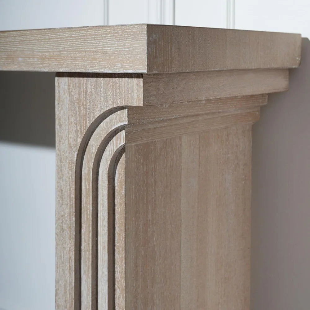 Narrow Farmhouse Style Console Table, 58 Inches Long, Decorative Carved Base, Modern Accent for Entryway or Behind Sofa