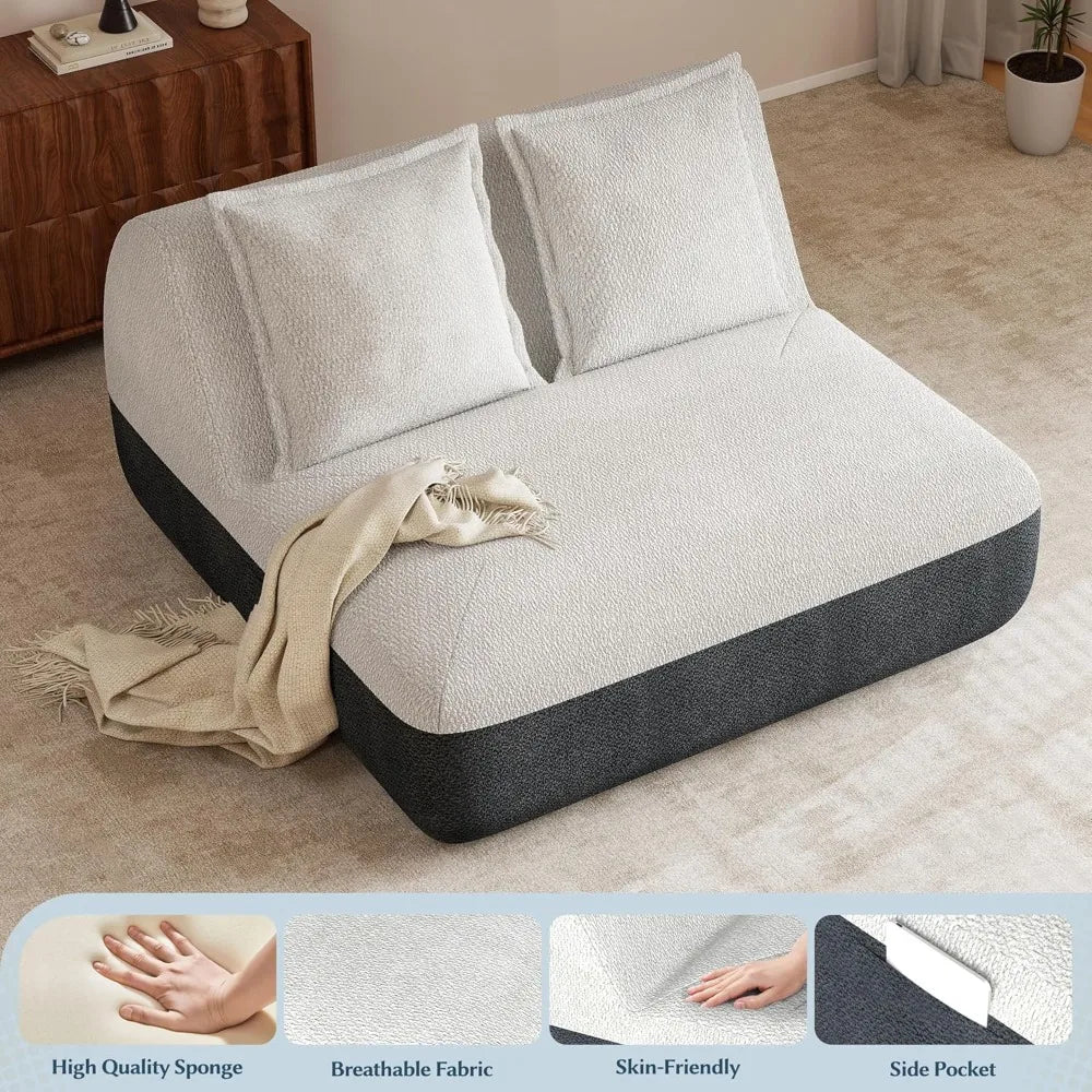 Small Sofa Couch Lounge Sofa Chair for Living Room, Comfy Memory Foam Couch, Mini Sofa with Side Pocket for Living Room