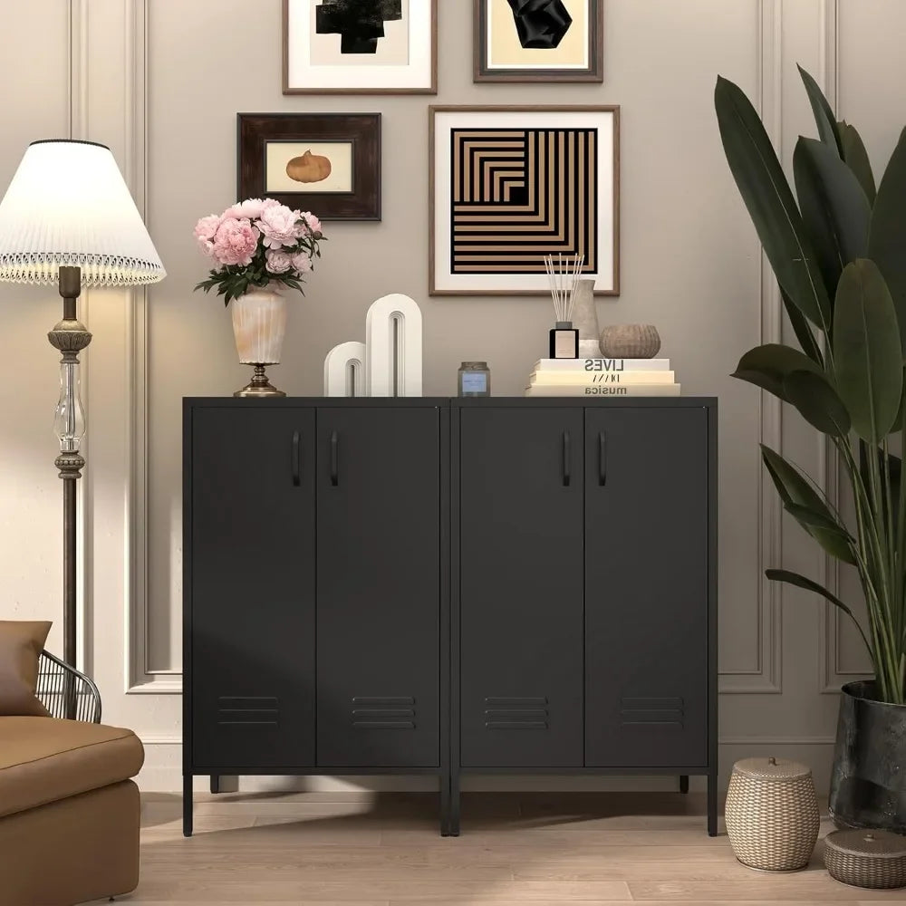 Metal Storage Cabinet,2 Door Locker Cabinet with Adjustable Shelves, Metal Cabinets with Doors, Shoe Cabinets for Living Room