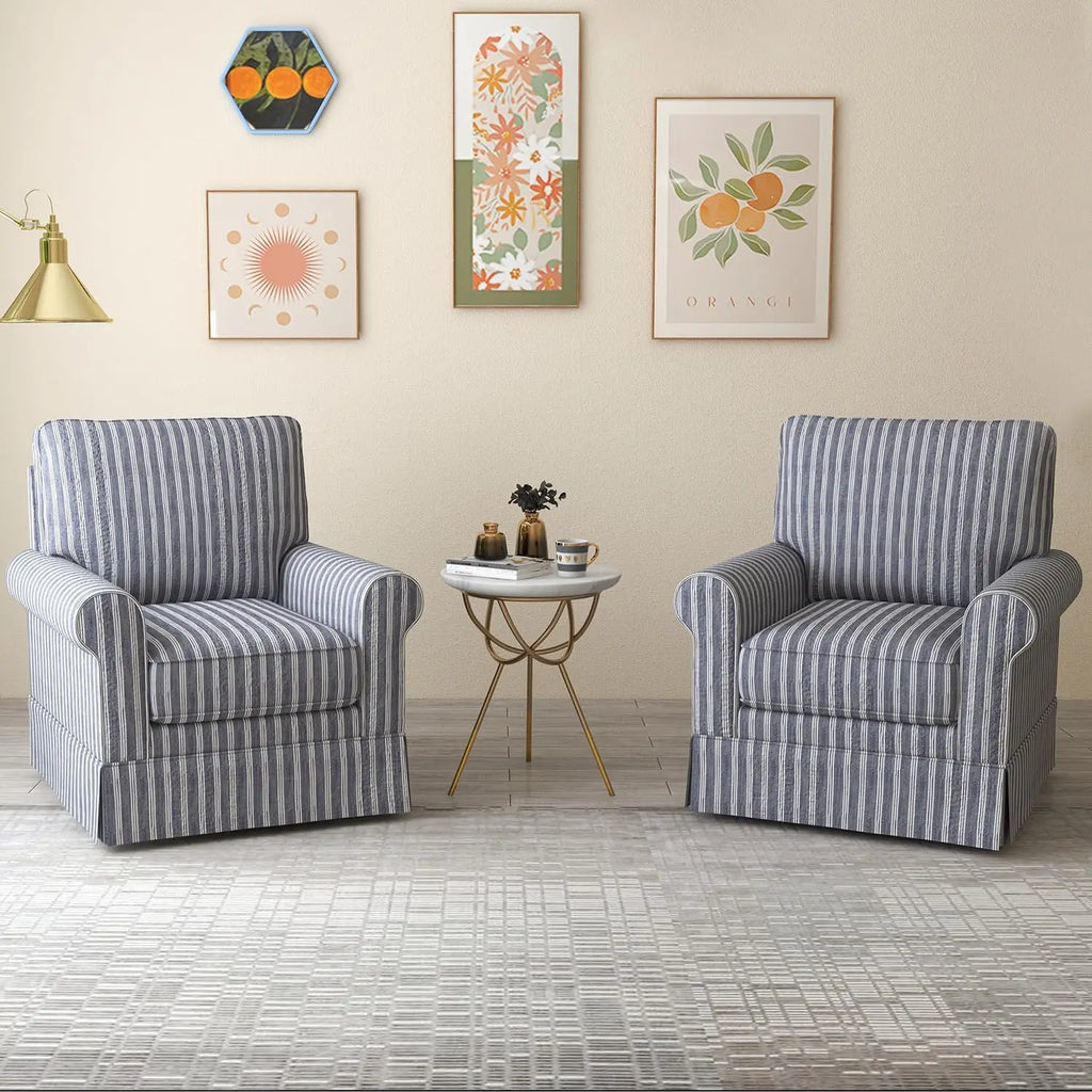 Modern Linen Swivel Chair, Comfortable Reading Chair, Upholstered Square Living Room Chair