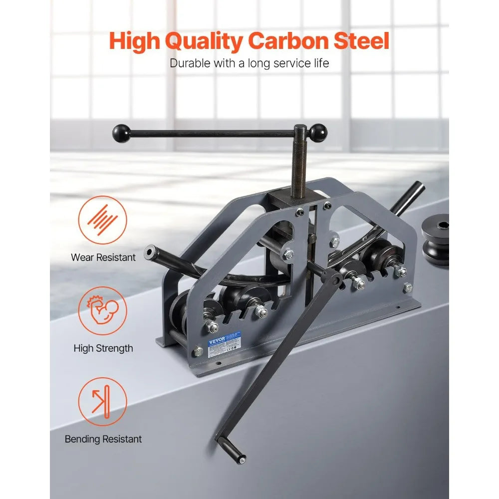 VEVOR Manual Tube Pipe Roller Bender, 1-1/2 Inch Capacity with 6 Dies, 360° Tool for Bending Copper and Aluminum Pipes Squarely