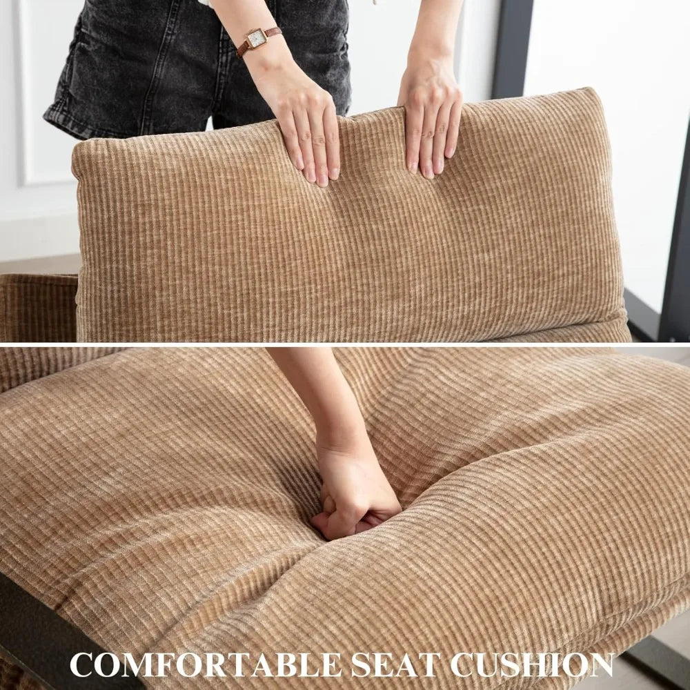 Mid-Century Style Armchair, Comfortable Chenille Lounge Chair, Lazy Chair with Bronze Metal Legs for Living Room