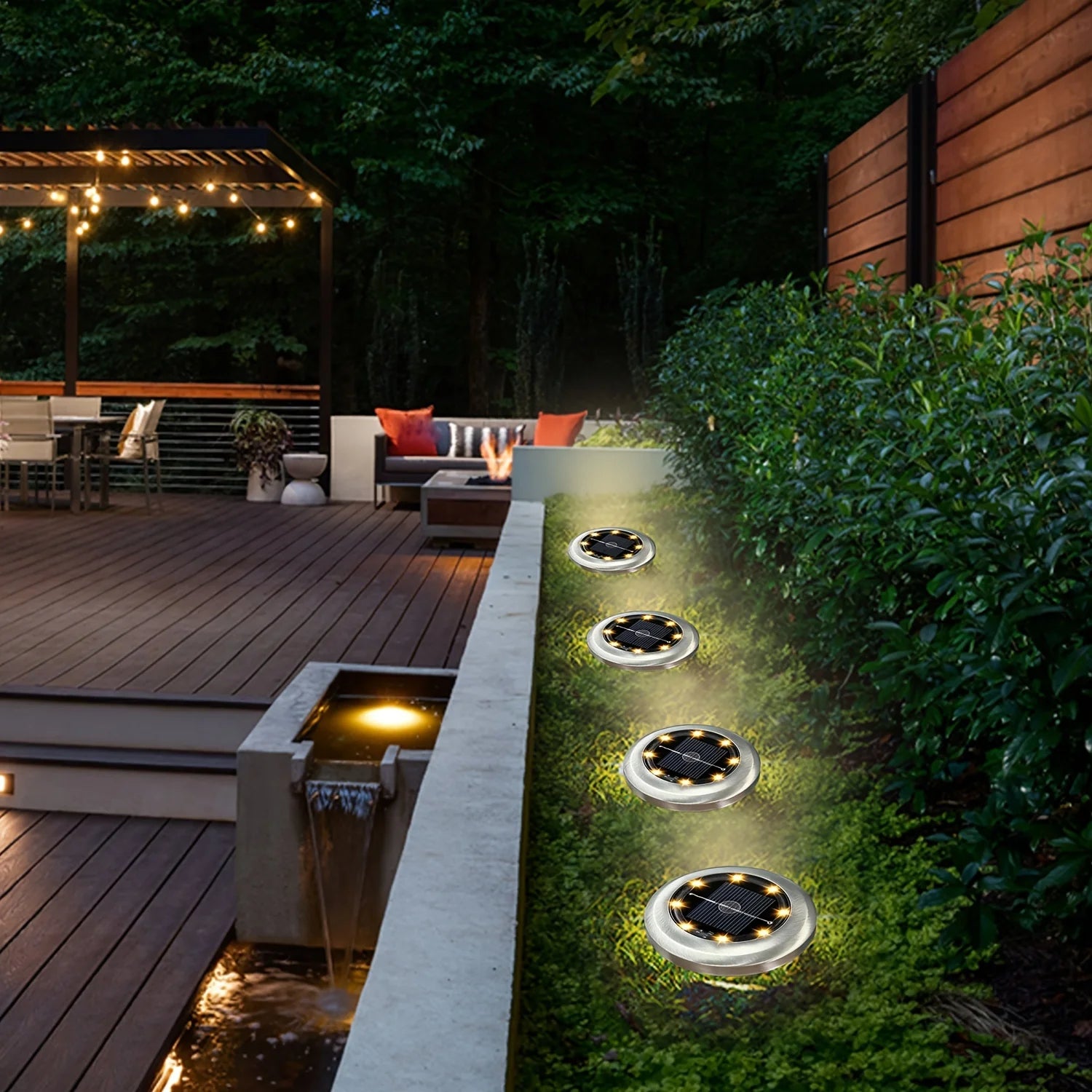10pcs Solar Ground Light Outdoor Waterproof 8LED Disk Light for Garden Pathway, Yard, Driveway, Landscape Decorative In-ground Lamp