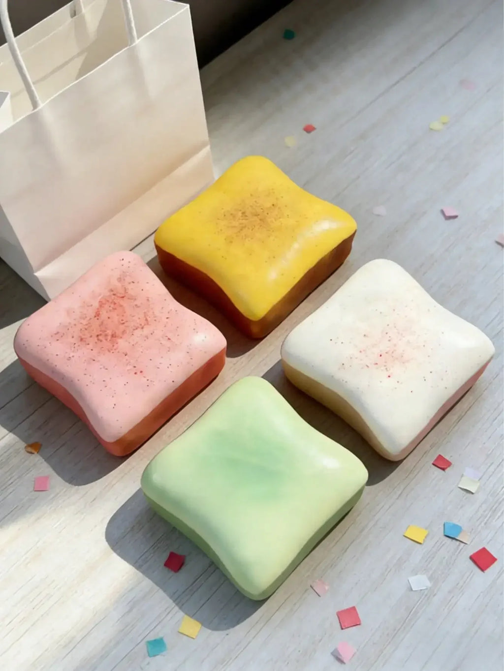 1Pc Super Soft Butter Toast Squishy Toy/ Slow Rising Squeeze Bread Toy/ Sensory Fidget for Stress Anxiety Relief/ Office Desk /Accent Decoration Cute Fake Food Display/ Tabletop Craft Ornament Gift
