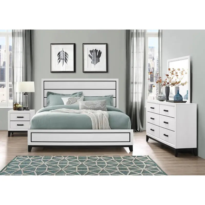 Mirage White 5-Piece Queen Bedroom Set with Modern Design