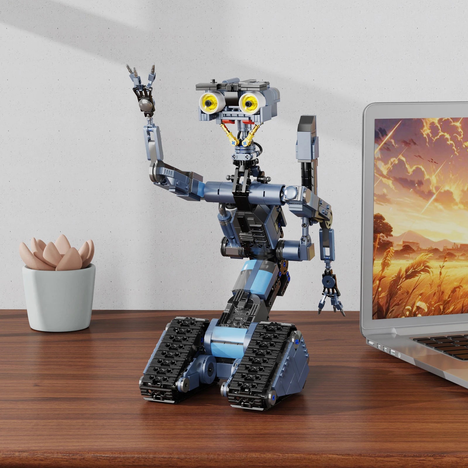 Johnny 5 Robot Building Blocks Set with Remote Control Creative Machine Home Decoration/ Room Desktop Ornament/ Christmas Gifts for Adult