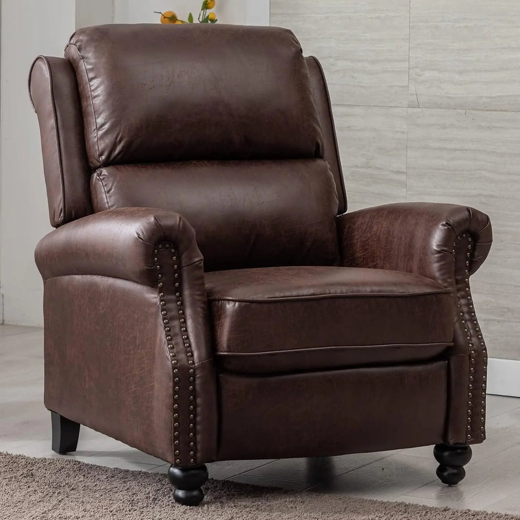 Pushback Recliner/ Faux Leather Armchair with Rivet Decoration