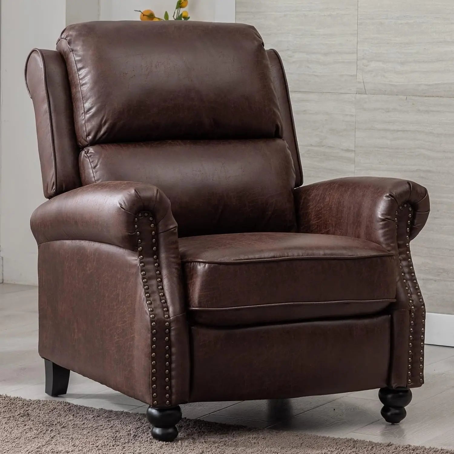 Pushback Recliner/ Faux Leather Armchair with Rivet Decoration