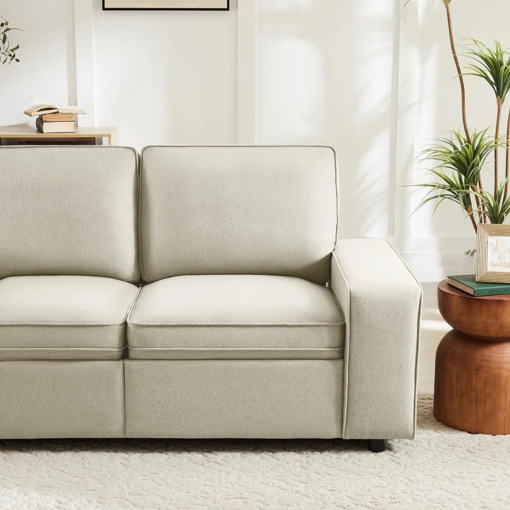 Modern 2-Seat Sofa with Storage, Side Pockets, and USB Charging Ports for Living Room and Office