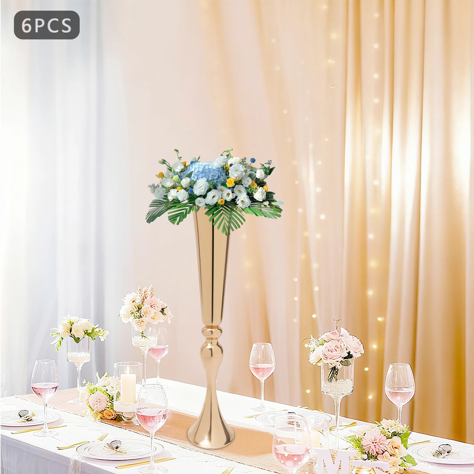 Metal Trumpet Vases, Flower Vase, Metal Table Centerpieces for Wedding Party/ Banquet Decor
