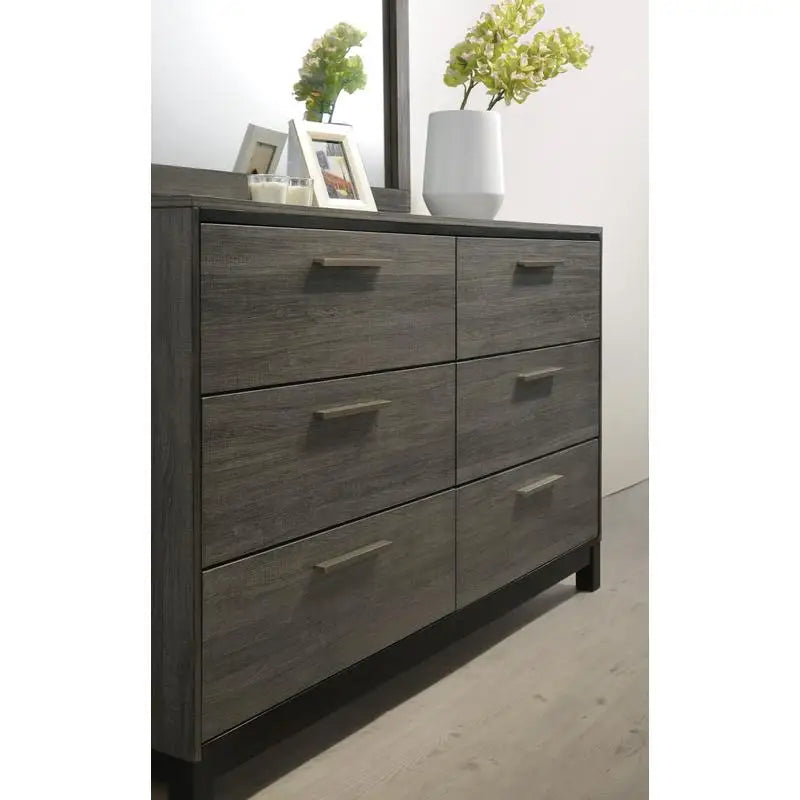 5-Piece King Size Bedroom Set in Antique Grey Wood