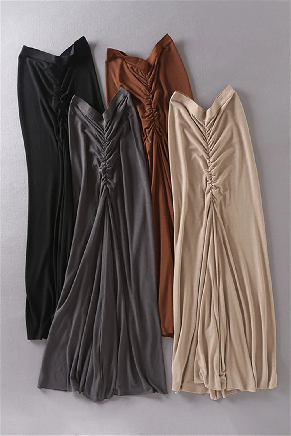 Vintage Midi Skirts for Women/ Fashion Long Skirts Women's 2022 Summer Black Bodycon Skirt Srunched Knitted Sexy Skirt