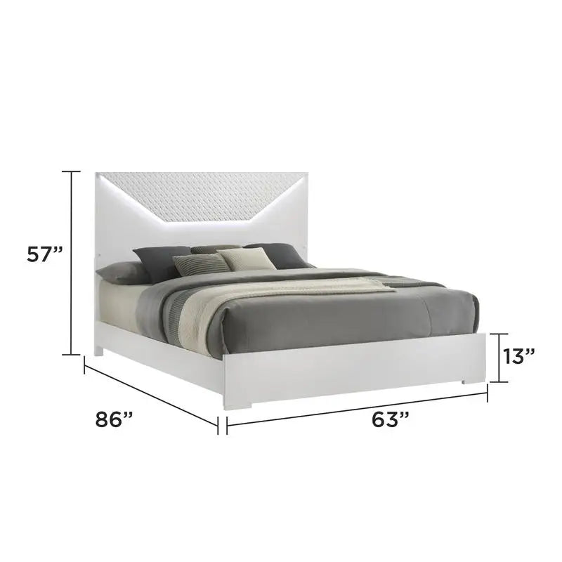 Modern 4-Piece Queen Bedroom Set with LED Headboard