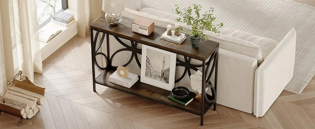 Narrow Sofa Table 47.2 Inch,Industrial Sofa Table Behind Couch,Vintage Entry Console Table with Storage for Entryway,Living Room