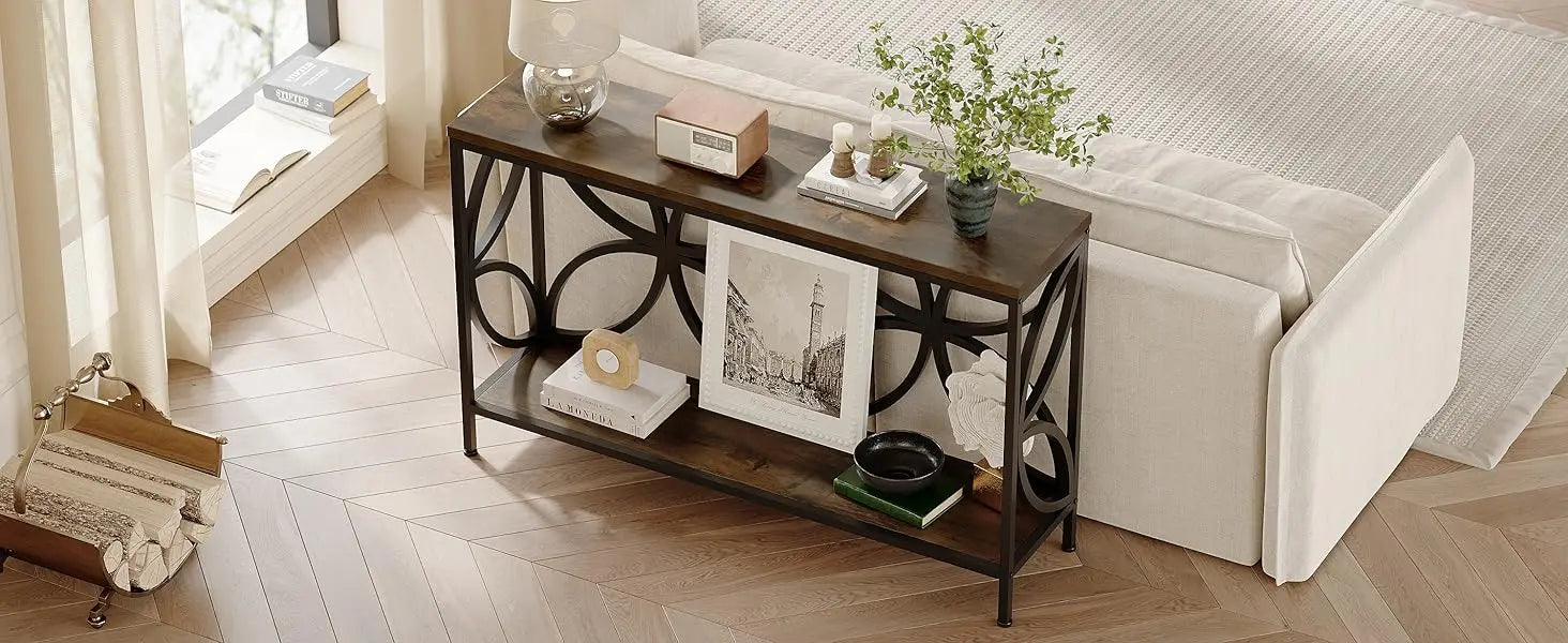 Narrow Sofa Table 47.2 Inch,Industrial Sofa Table Behind Couch,Vintage Entry Console Table with Storage for Entryway,Living Room