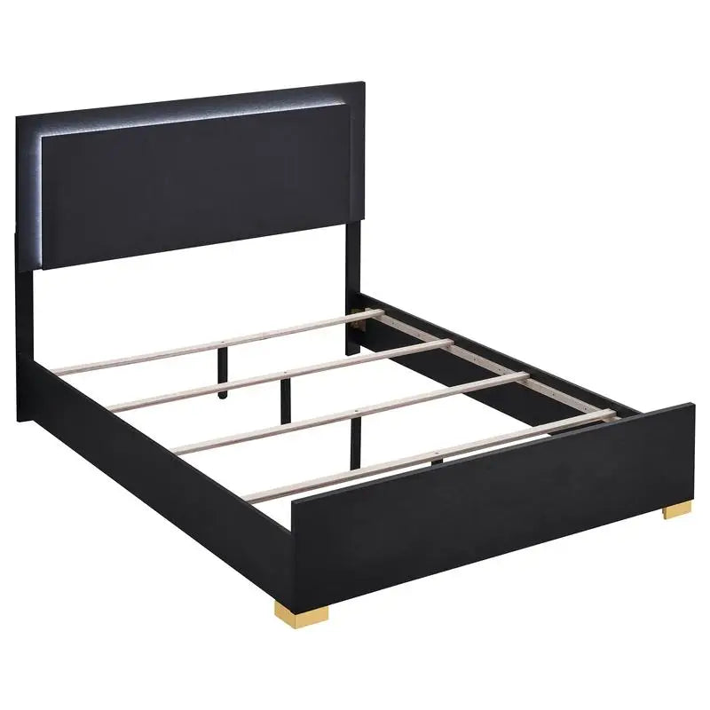 4-Piece LED Twin Bedroom Set in Black with Medial Storage