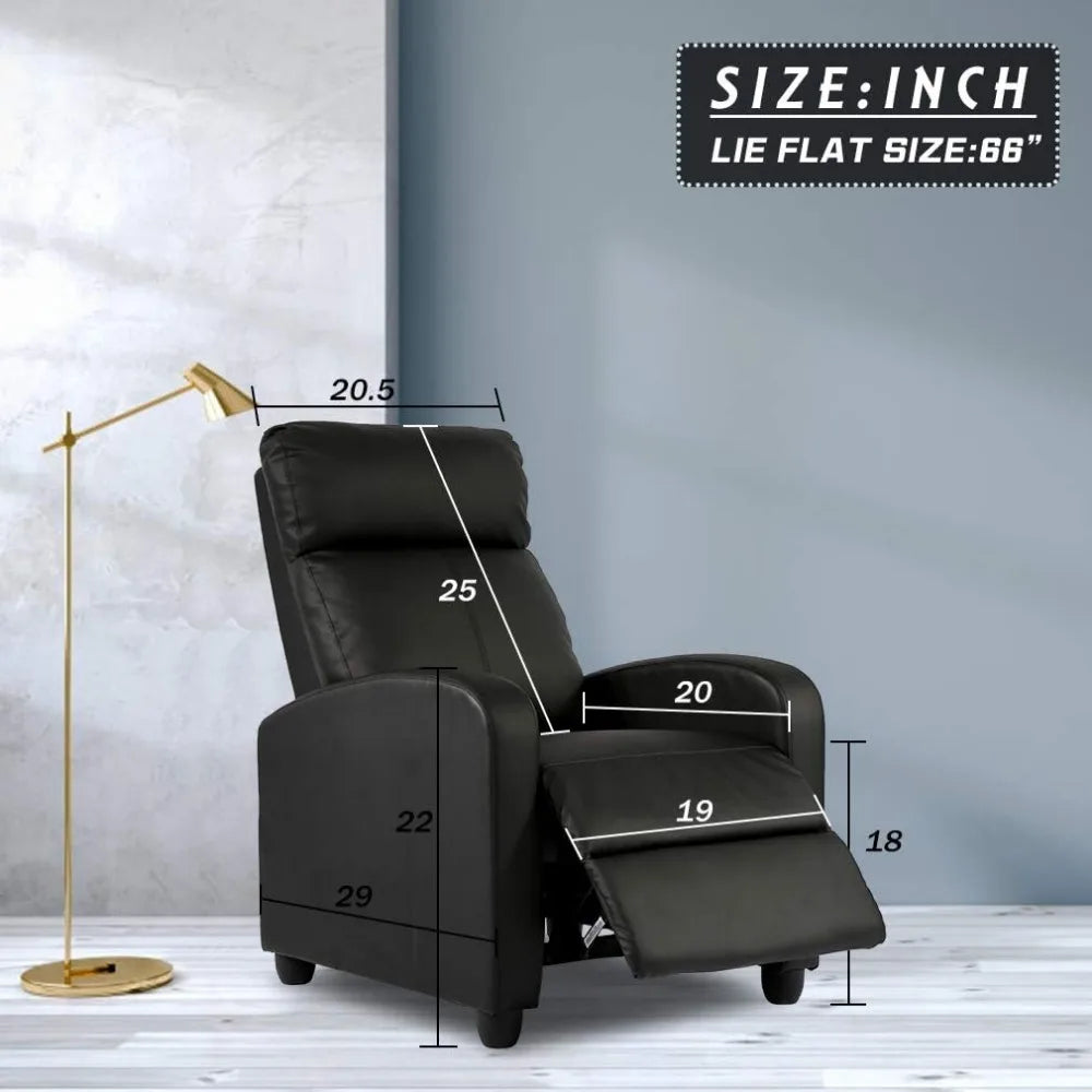 Recliner Chair for Living Room Massage Reading Sofa Home Theater Seating Modern Reclining Easy Lounge with PU Leather Padded Sea