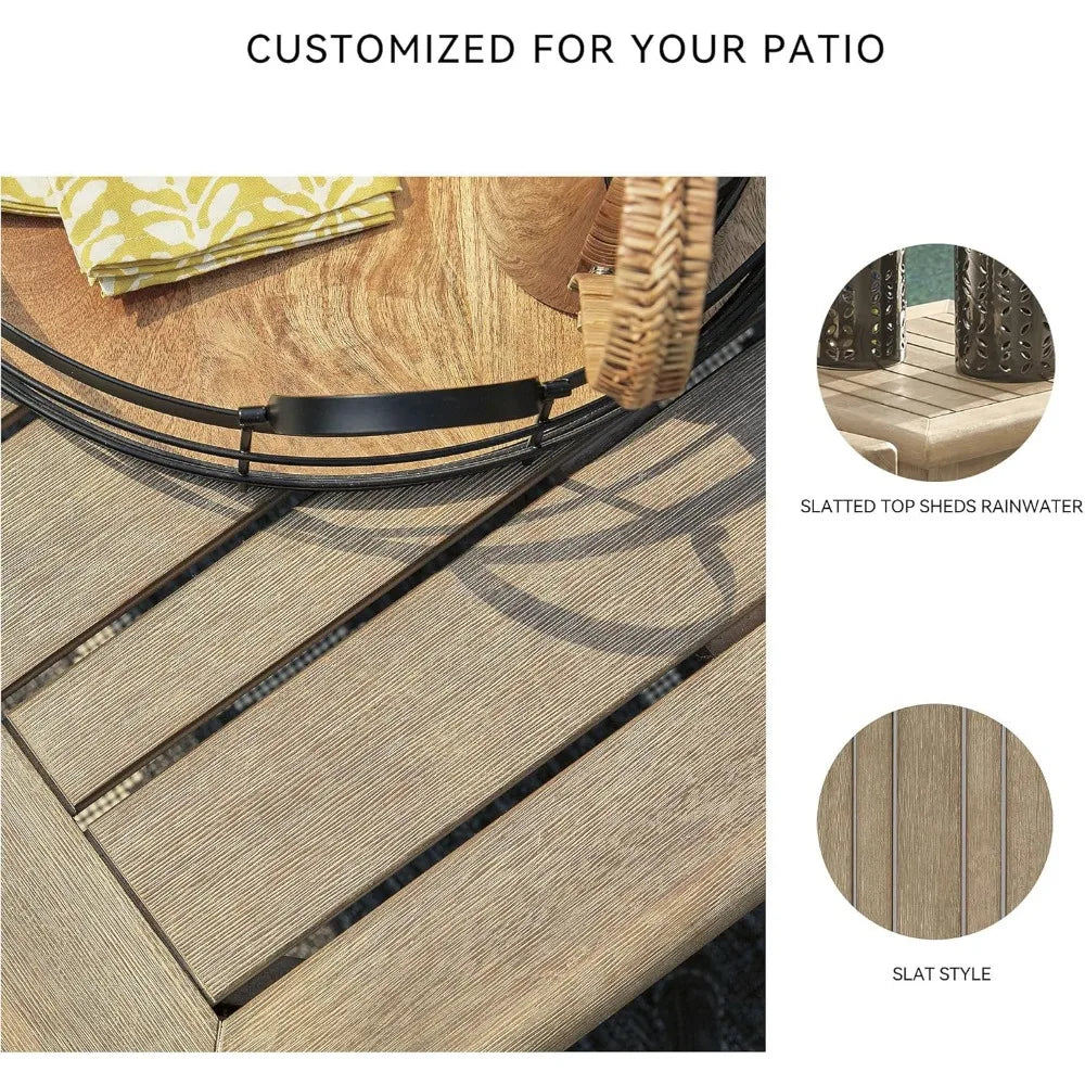 Outdoor Eucalyptus Wood Square Table/Gray-Brown