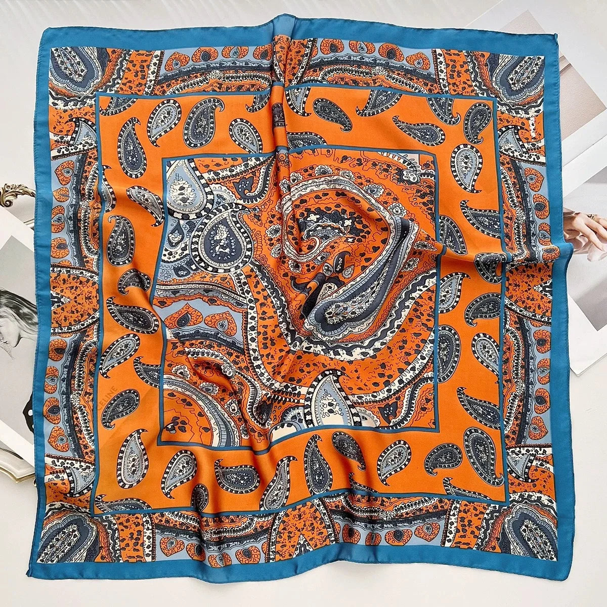 Luxury Silk Scarf/ Neckerchief/ Women's Silk Square Scarf/ Purse Scarf for Women Designer Silk Headscarf