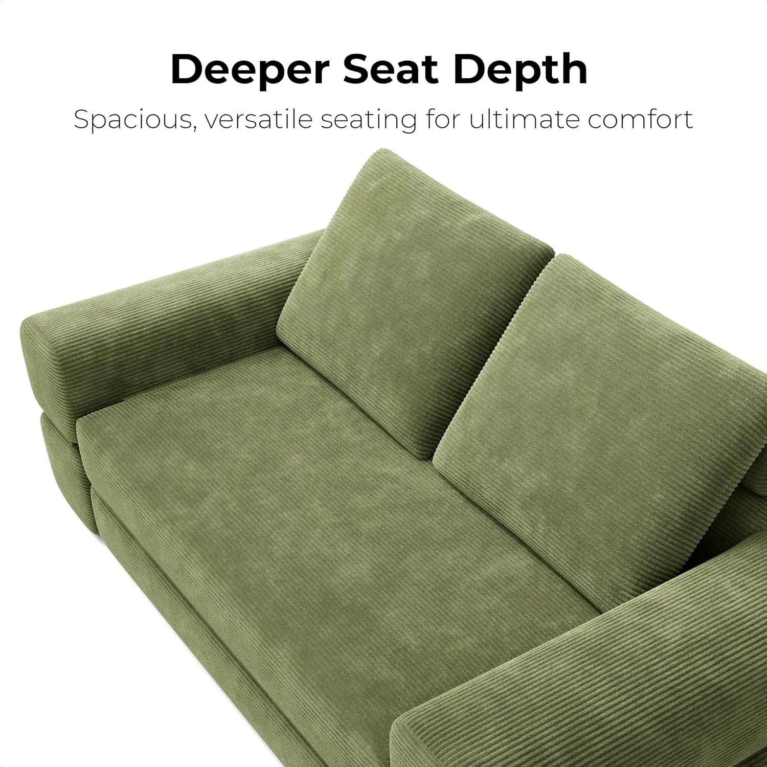 Convertible Sleeper Sofa Bed Floor Sofa 3-in-1 No Assembly, Foldable Mattress with Corduroy Upholstery Green, Dark Grey