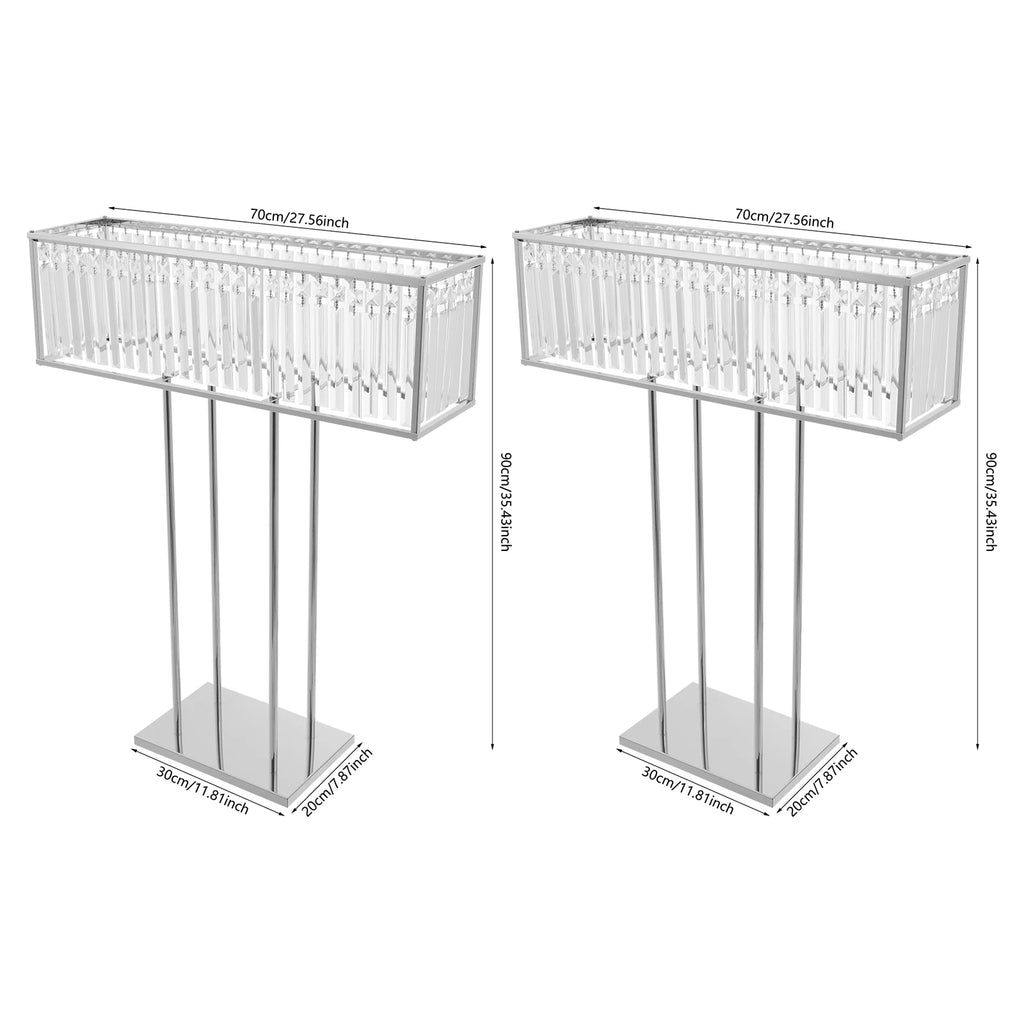 2Packs Square Crystal Flower Stands, Crystal Flowers Display Rack Silver 70*90cm Decoration Freestanding/Tabletop for Wedding