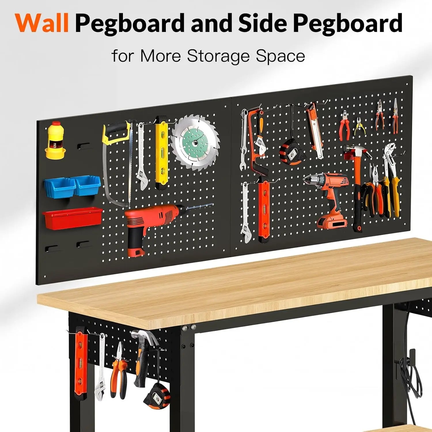 Customizable Adjustable Height Work Bench 48×24 Workbench for Garage with Under Table Shelf Heavy Duty