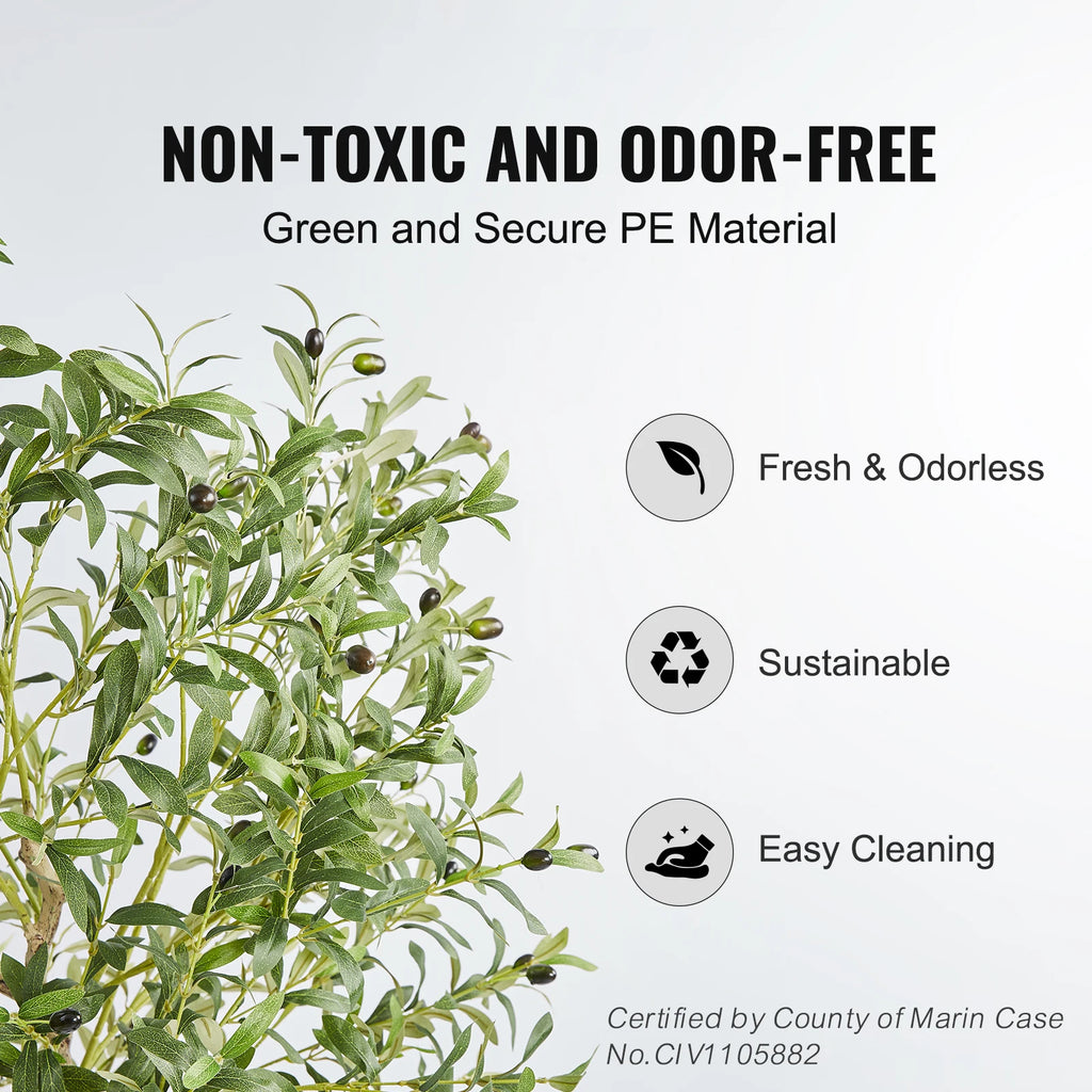 Artificial Olive Tree 4/5/6FT Tall Faux Plant Secure PE Material/ Anti-Tip Tilt Protection/ Low-Maintenance Tree for Home