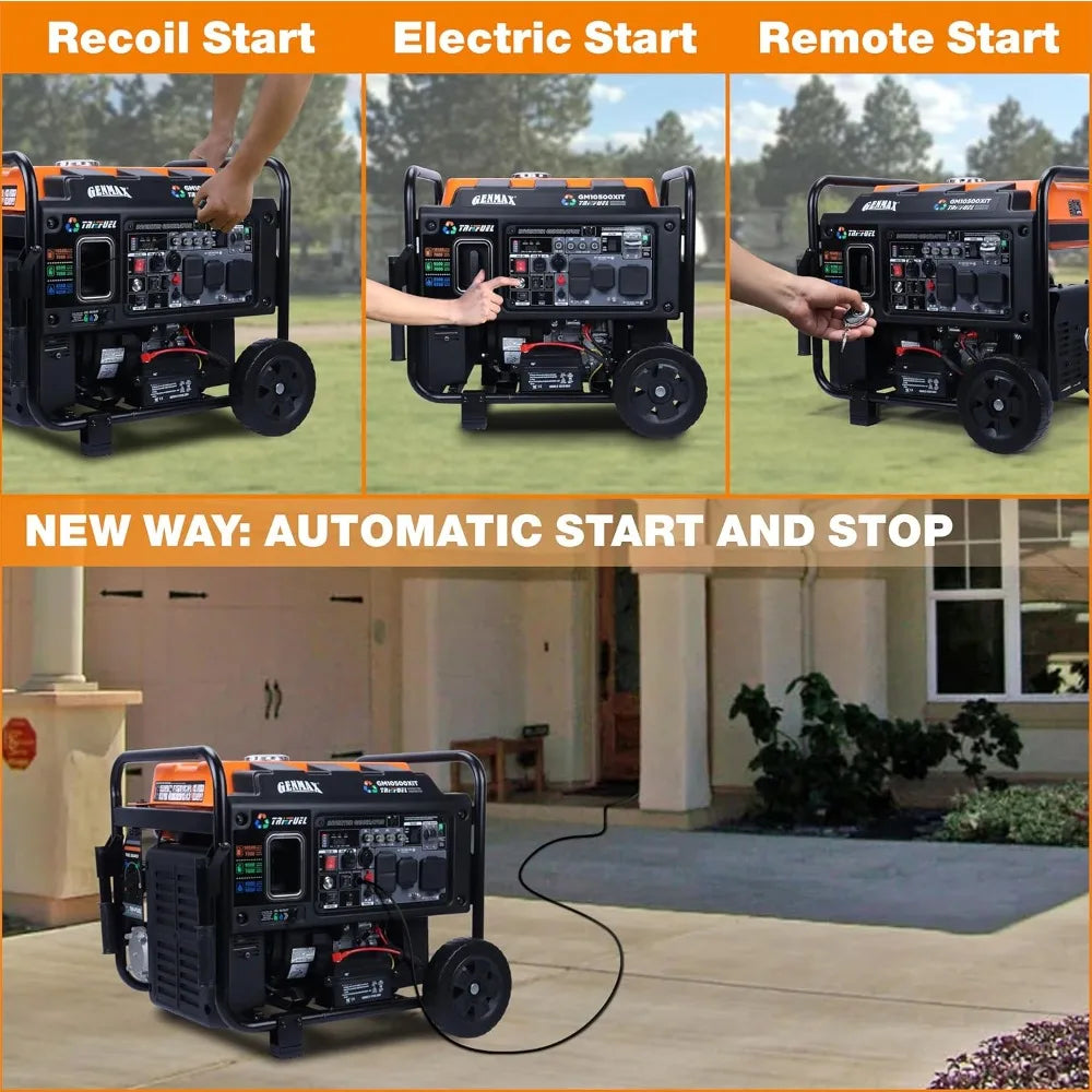 10500 Peak Watt Tri-Fuel Open Frame Inverter Generator with ATS, Quiet Tech, CO Sensor, Digital Display, and 50A
