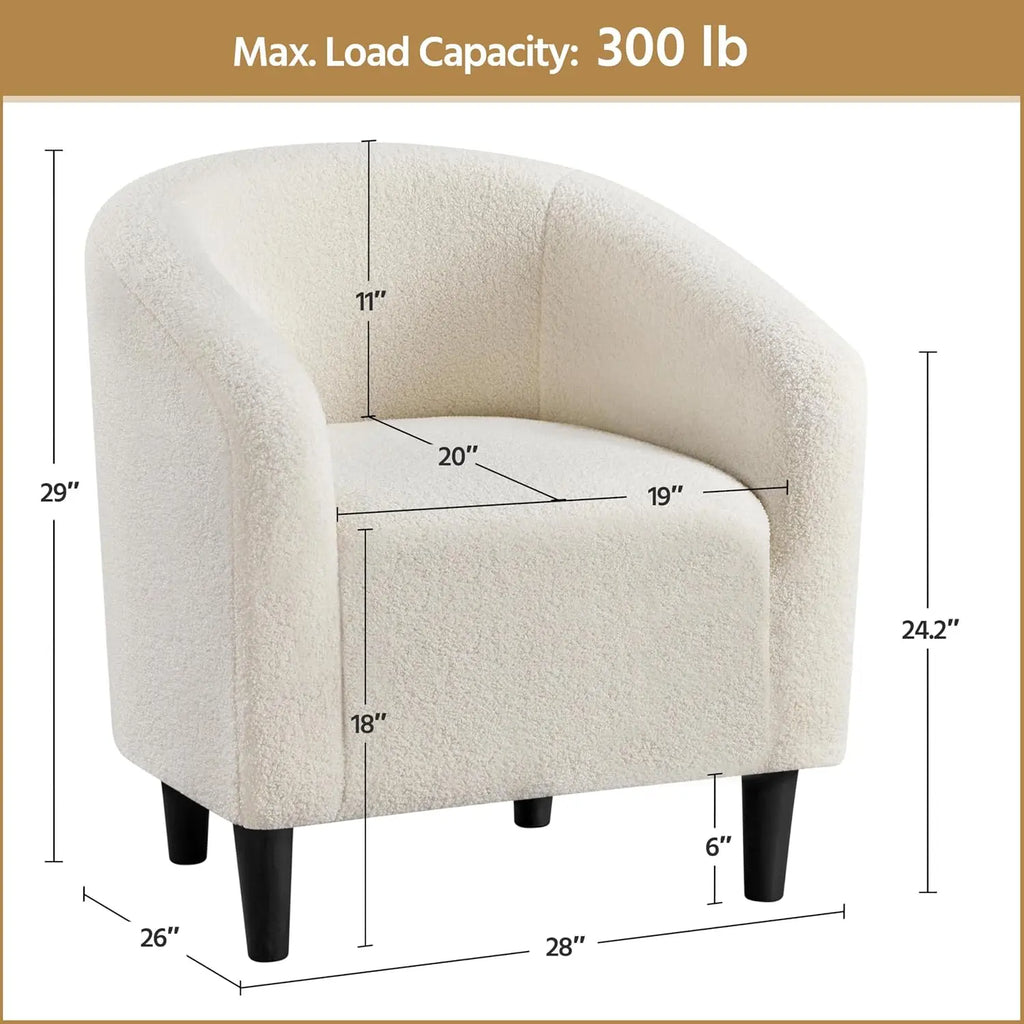 Barrel Chairs, Furry Accent Chairs, Sherpa Chairs with Soft Padded Armrest, Fuzzy Club Chairs for Living Room, Bedroom, Waiting Room