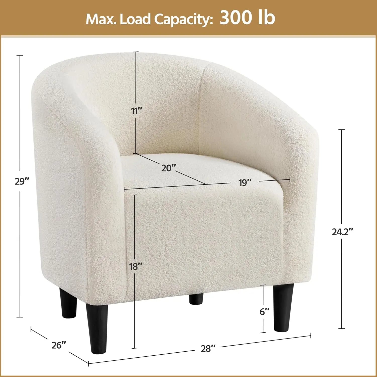 Barrel Chairs, Furry Accent Chairs, Sherpa Chairs with Soft Padded Armrest, Fuzzy Club Chairs for Living Room, Bedroom, Waiting Room