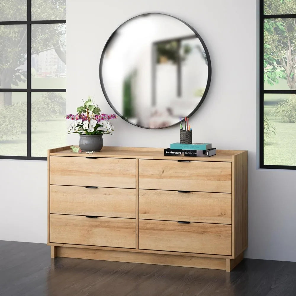 Customizable Contemporary 6-drawer Double Dresser For Master Bedroom, Sleek Storage Furniture, 52.5" W X 16" D X 29.5" H