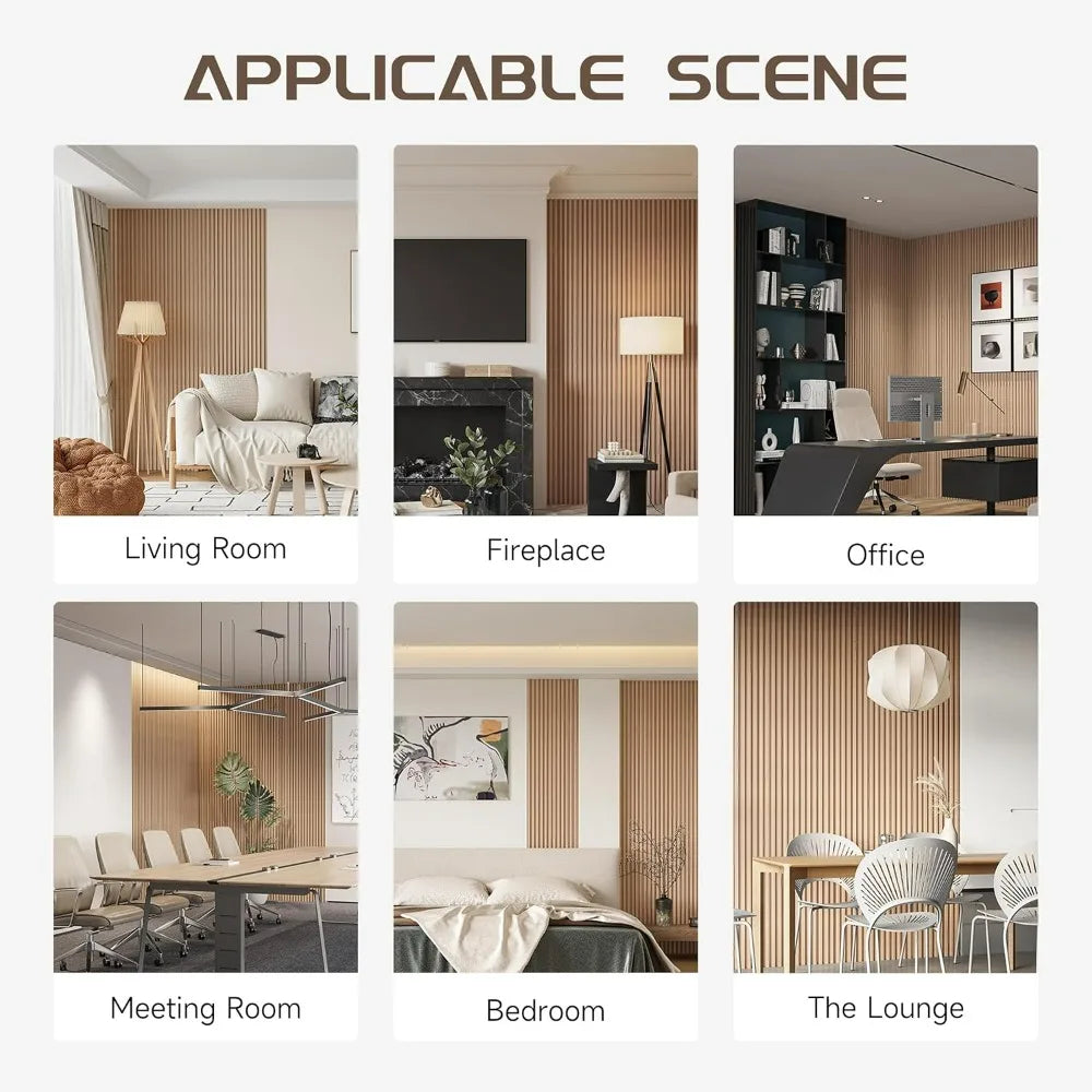 8-Piece Slat Wall Panel Set, 95x6 inches Accent Wood Slats for Wall and Ceiling, Acoustic Interior Wall Panels with Modern Design