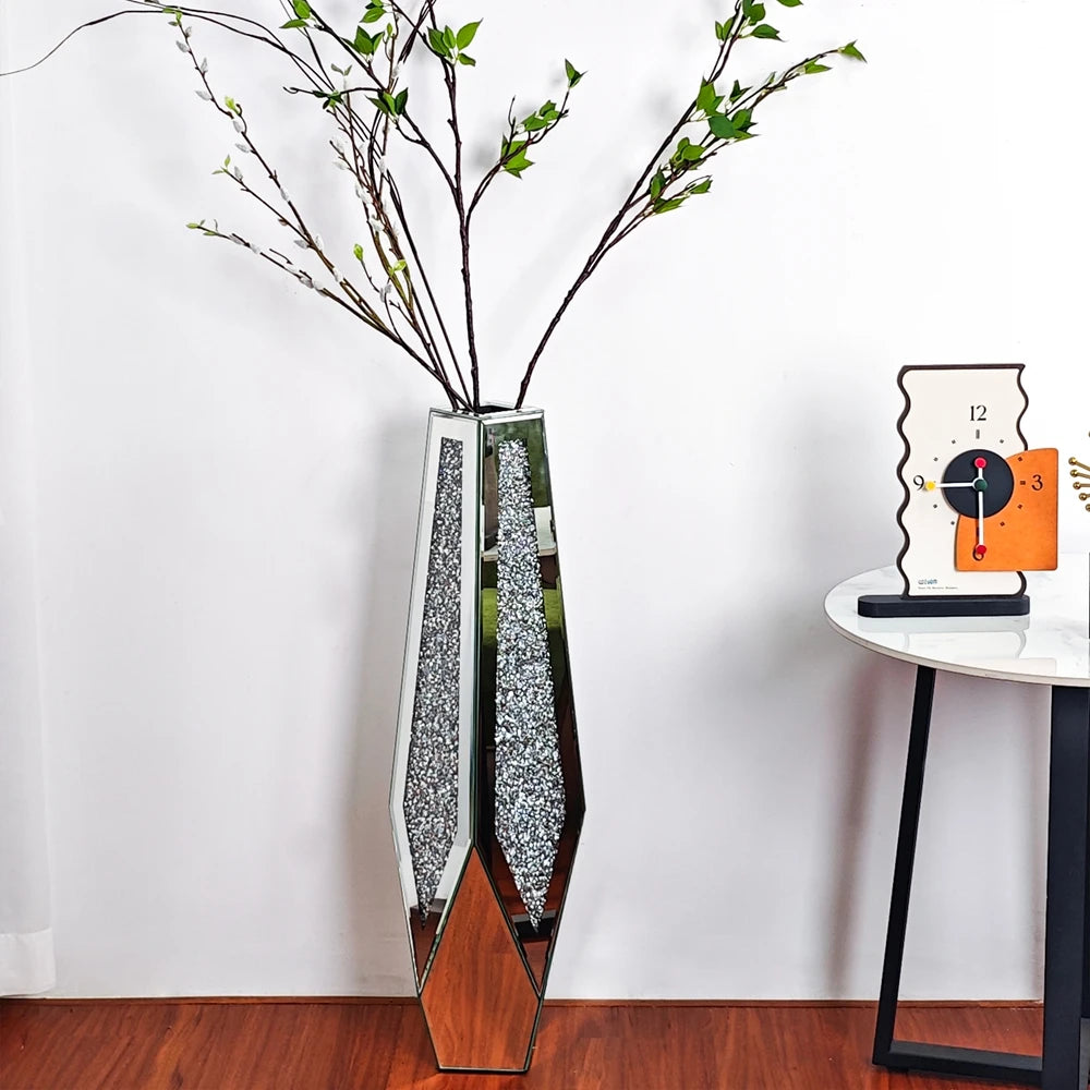 Crushed Diamond Mirrored Flower Vase /Standing/ Large Size
